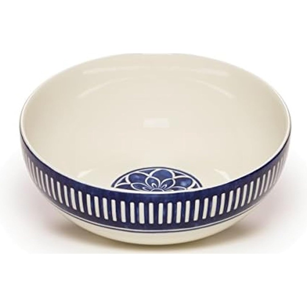 Mikasa Siena Blue & White, geometric pattern, 10-inch Round Bowl Microwave Safe